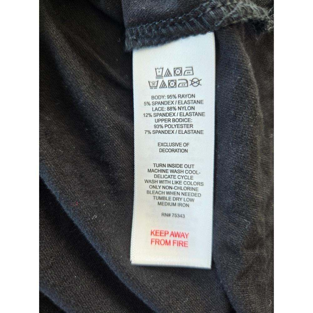 Tahari Black Lace Velour Sleepwear Top Sz L Overlay Sleeveless VNeck Mesh Whimsy - Picture 7 of 14